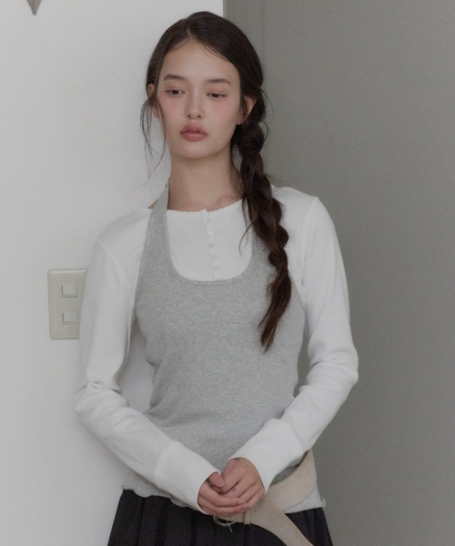 GIUNON(ジウノン)の「hem mellow holter neck tops / ヘムメロウホルターネックトップス(Tシャツ/カットソー・レディース・イエロー/ミント/ブラック/レッド/グレー・FREE)」の8枚目の写真