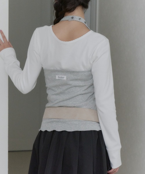 GIUNON(ジウノン)の「hem mellow holter neck tops / ヘムメロウホルターネックトップス(Tシャツ/カットソー・レディース・イエロー/ミント/ブラック/レッド/グレー・FREE)」の12枚目の写真