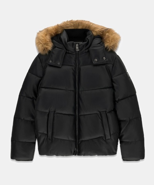 Guess(ゲス)の「PU Leather Puffer 中綿ジャケット(ダウンジャケット/コート・メンズ・ブラック・X-LARGE/LARGE/MEDIUM/SMALL)」の1枚目の写真