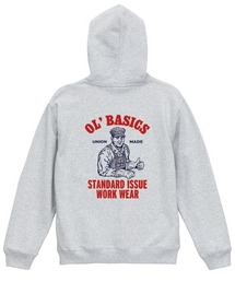 Ol' Basics(オール・ベーシックス) プルパーカー スウェット ワーカーイラスト バックプリント 裏毛 トップス メンズ ユニセックス