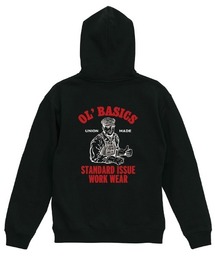 Ol' Basics(オール・ベーシックス) プルパーカー スウェット ワーカーイラスト バックプリント 裏毛 トップス メンズ ユニセックス