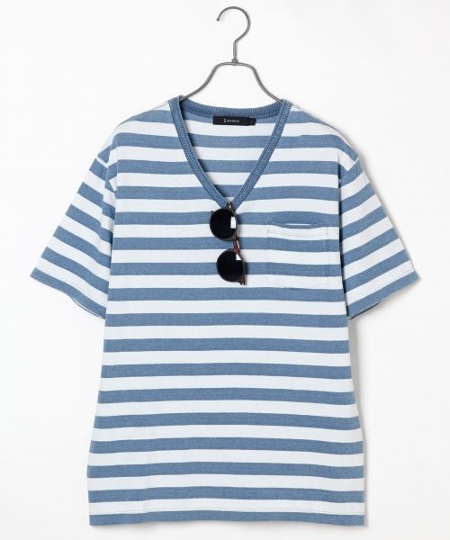 RAGEBLUE(レイジブルー)の「インディゴジャガードTシャツ/714943(Tシャツ/カットソー・メンズ・ブルー/ネイビー/ブルー系その他/ライトブルー/その他/その他1・MEDIUM/LARGE)」の6枚目の写真