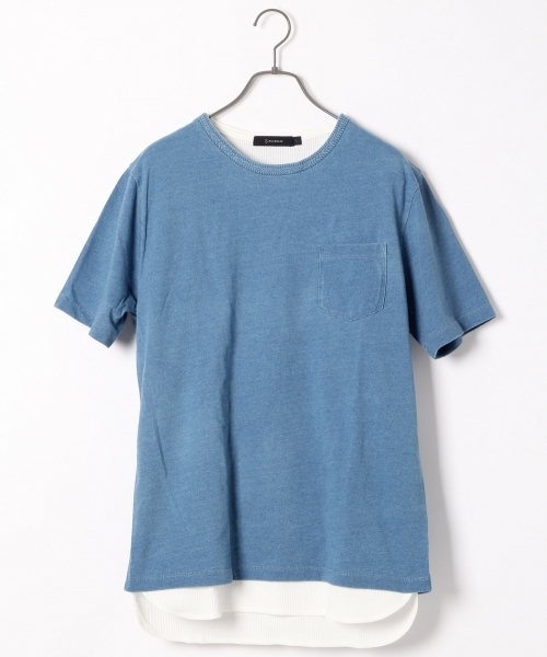 RAGEBLUE(レイジブルー)の「インディゴジャガードTシャツ/714943(Tシャツ/カットソー・メンズ・ブルー/ネイビー/ブルー系その他/ライトブルー/その他/その他1・MEDIUM/LARGE)」の4枚目の写真