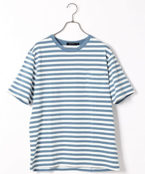 RAGEBLUE(レイジブルー)の「インディゴジャガードTシャツ/714943(Tシャツ/カットソー・メンズ・ブルー/ネイビー/ブルー系その他/ライトブルー/その他/その他1・MEDIUM/LARGE)」の1枚目の写真