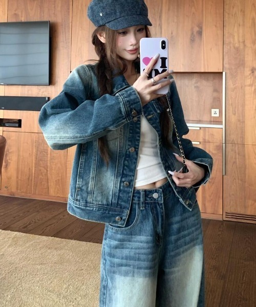 semplice(センプリチェ)の「セットアップ【韓国ファッション】(セットアップ・レディース・ブルー・S/M/L)」の4枚目の写真