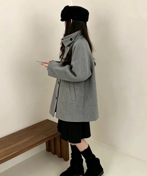 FAVORITO(ファヴォリート)の「メルトンスタンドカラージャケット(その他アウター・レディース・ブラック/グレー・F)」の11枚目の写真