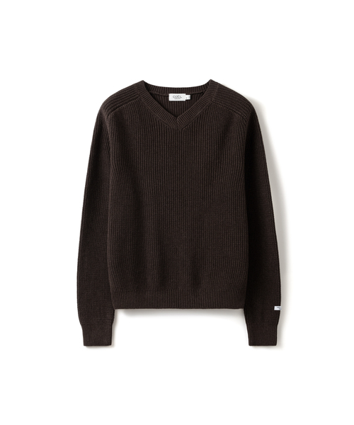 COSTUME O’CLOCK（コスチュームオクロック）の「[GIZA COTTON] WASHABLE HEAVY SADDLE V-NECK KNIT 6 COLOR COOSKT079（ニット/セーター・メンズ・ブラック/グレー/チャコール/ネイビー/ブラウン/オートミール・MEDIUM/LARGE）」の4枚目の写真