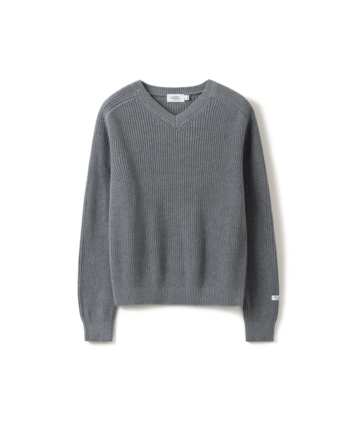 COSTUME O’CLOCK（コスチュームオクロック）の「[GIZA COTTON] WASHABLE HEAVY SADDLE V-NECK KNIT 6 COLOR COOSKT079（ニット/セーター・メンズ・ブラック/グレー/チャコール/ネイビー/ブラウン/オートミール・MEDIUM/LARGE）」の2枚目の写真