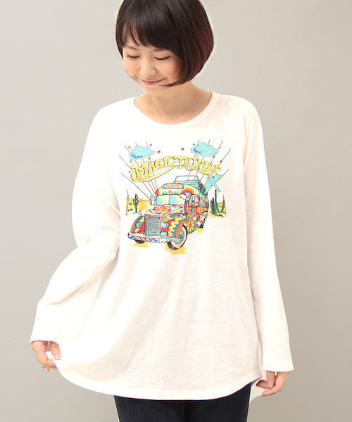 チチカカ（チチカカ）の「サイケバス　ロングＴシャツ　　　　　　　　　　（Tシャツ/カットソー・レディース・ホワイト/マスタード/レッド/グリーン・FREE）」の2枚目の写真