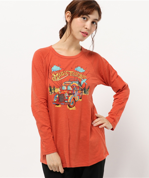 チチカカ（チチカカ）の「サイケバス　ロングＴシャツ　　　　　　　　　　（Tシャツ/カットソー・レディース・ホワイト/マスタード/レッド/グリーン・FREE）」の16枚目の写真