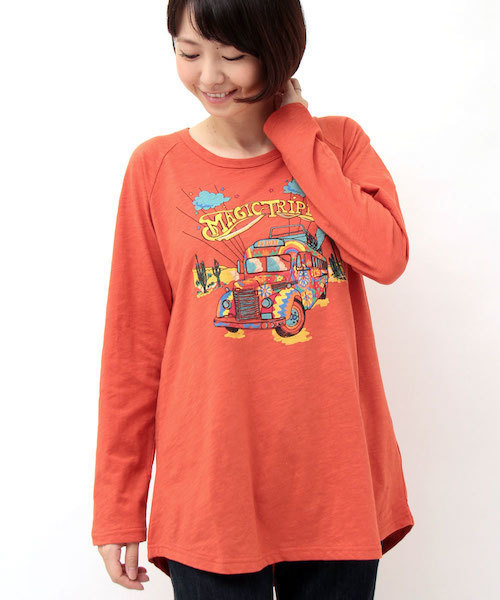 チチカカ（チチカカ）の「サイケバス　ロングＴシャツ　　　　　　　　　　（Tシャツ/カットソー・レディース・ホワイト/マスタード/レッド/グリーン・FREE）」の13枚目の写真