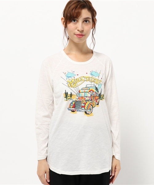 チチカカ（チチカカ）の「サイケバス　ロングＴシャツ　　　　　　　　　　（Tシャツ/カットソー・レディース・ホワイト/マスタード/レッド/グリーン・FREE）」の5枚目の写真