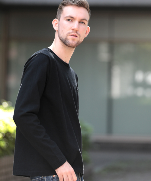 Denime（ドゥニーム）の「【MadeInJapan】BASIC CUTSEW/ベーシックカットソークルーネックポケットロンＴ（Tシャツ/カットソー・メンズ・杢グレー/ホワイト/ワイン/ブラック/ネイビー・SMALL/MEDIUM/LARGE/X-LARGE）」の3枚目の写真