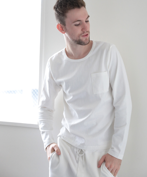 Denime（ドゥニーム）の「【MadeInJapan】BASIC CUTSEW/ベーシックカットソークルーネックポケットロンＴ（Tシャツ/カットソー・メンズ・杢グレー/ホワイト/ワイン/ブラック/ネイビー・SMALL/MEDIUM/LARGE/X-LARGE）」の17枚目の写真