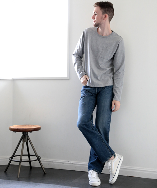 Denime（ドゥニーム）の「【MadeInJapan】BASIC CUTSEW/ベーシックカットソークルーネックポケットロンＴ（Tシャツ/カットソー・メンズ・杢グレー/ホワイト/ワイン/ブラック/ネイビー・SMALL/MEDIUM/LARGE/X-LARGE）」の12枚目の写真