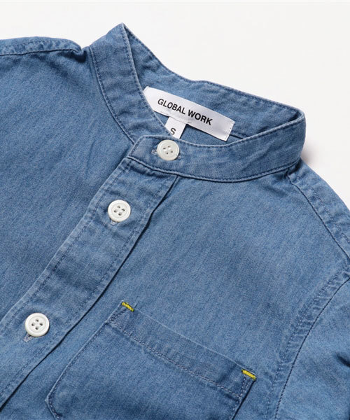 GLOBAL WORK（グローバルワーク）の「【キッズ】バンドカラーロングシャツ7分袖/744652（シャツ/ブラウス・キッズ・ライトブルー/ブルー・MEDIUM/LARGE/SMALL/X-LARGE/XX-LARGE）」の4枚目の写真