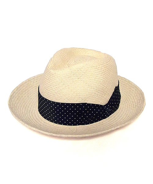 WACKO MARIA(ワコマリア)の「WACKO MARIA THR-04 <PANAMA NATURAL/DOTS>(ハット・メンズ・ブラック/ネイビー・MEDIUM)」の1枚目の写真