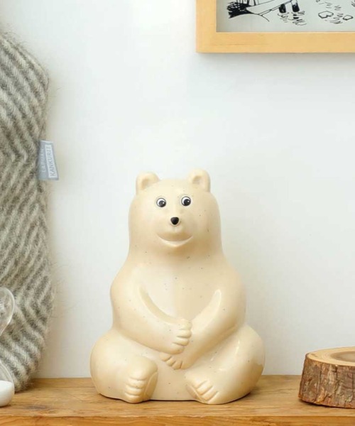 ポーラーベア置物 Christine Cummings サイン有り　イギリス製 シロクマ貯金箱 ポーラーベアーマネーボックス バンク 北欧