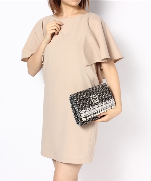 Language（ランゲージ）の「アンティークラメツィードバッグ（クラッチバッグ・レディース・アイボリー系/ピンク系/ブラック系・38）」の8枚目の写真