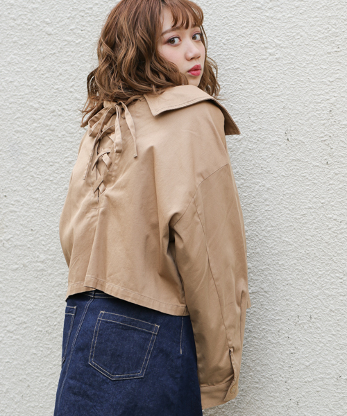 apres jour（アプレジュール）の「バックレースアップブルゾン【ZOZOTOWN限定アイテム】（ブルゾン・レディース・ベージュ/ピンク/アイボリー・フリー）」の15枚目の写真