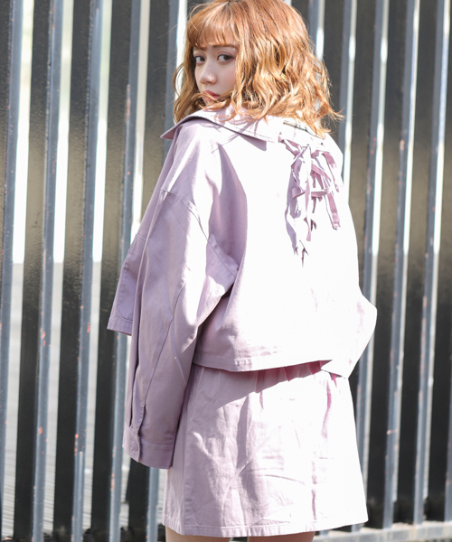 apres jour（アプレジュール）の「バックレースアップブルゾン【ZOZOTOWN限定アイテム】（ブルゾン・レディース・ベージュ/ピンク/アイボリー・フリー）」の9枚目の写真