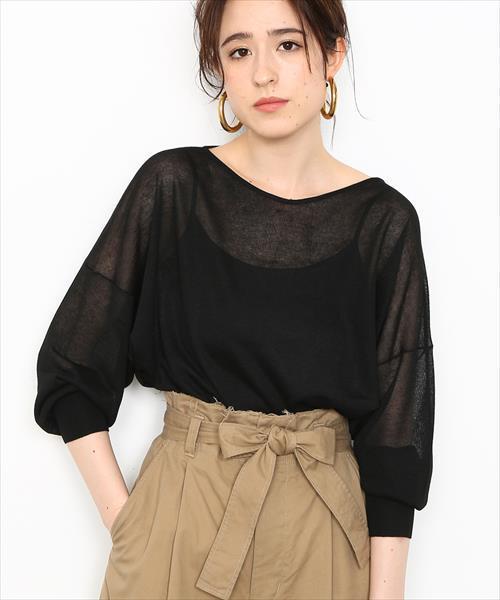 ADAM ET ROPE'(アダムエロペ)の「メタリックシアープルオーバー(ニット/セーター・レディース・ブラック/ベージュ・FREE)」の2枚目の写真