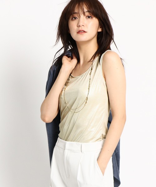 INDIVI(インディヴィ)の「シャイニータンクトップ(タンクトップ・レディース・ベージュ/グレー/グレー系1・40/38/36)」の2枚目の写真