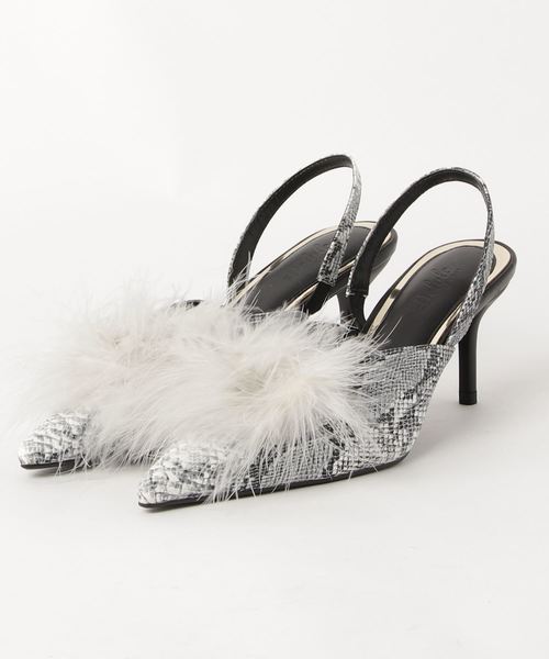 34 割引l M S 超目玉 ポインテッドミュール 取り外しできるファーモチーフ付き パンプス シューズlms Littlestaruc Com