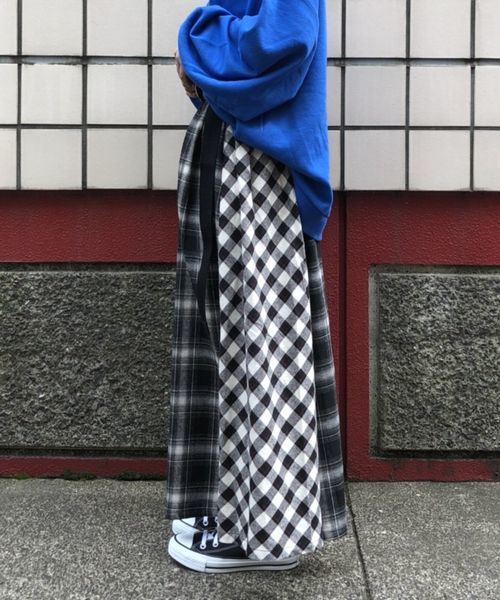 tiptop（ティップトップ）の「ベルト付チェック柄パネル切替ロング丈