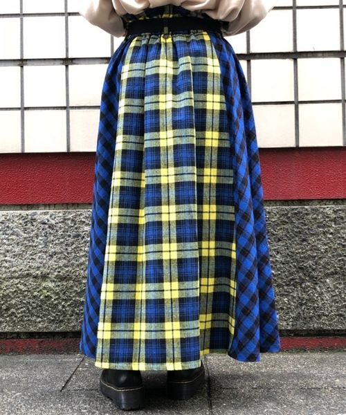 tiptop（ティップトップ）の「ベルト付チェック柄パネル切替ロング丈