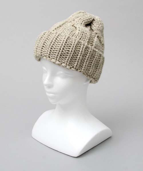 HIGHLAND 2000（ハイランドトゥーサウザンド）の「【 HIGHLAND 2000 】ケーブル編み ニット帽 / ウールニット帽 / ニットワッチ / 大きめケーブル編み（ニットキャップ/ビーニー・メンズ・ブラック/キャメル/グレー/ナチュラル/ワイン・FREE）」の8枚目の写真