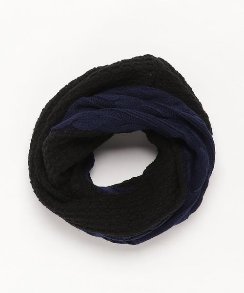 VENCEEXCHANGE(ヴァンスエクスチェンジ)の「ケーブル切り替え配色スヌード(ストール/ショール・メンズ・ブラック/ネイビー/ワインレッド・フリー)」の2枚目の写真