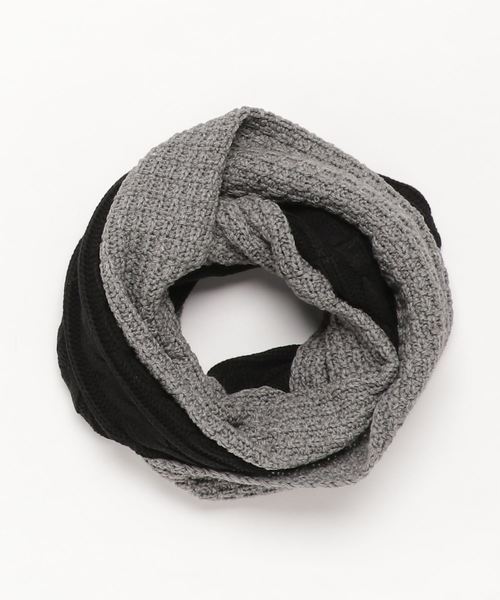 VENCEEXCHANGE(ヴァンスエクスチェンジ)の「ケーブル切り替え配色スヌード(ストール/ショール・メンズ・ブラック/ネイビー/ワインレッド・フリー)」の1枚目の写真