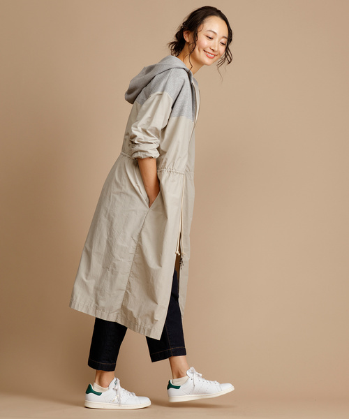 Munich（ミューニック）の「ヴィンテージスウェット×タフタフードコート<スプリングコート>（その他アウター・レディース・グレー/オートミール/カーキ・XS/S）」の2枚目の写真