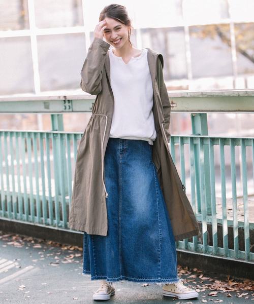 Munich（ミューニック）の「ヴィンテージスウェット×タフタフードコート<スプリングコート>（その他アウター・レディース・グレー/オートミール/カーキ・XS/S）」の4枚目の写真