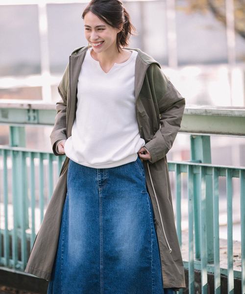 Munich（ミューニック）の「ヴィンテージスウェット×タフタフードコート<スプリングコート>（その他アウター・レディース・グレー/オートミール/カーキ・XS/S）」の5枚目の写真