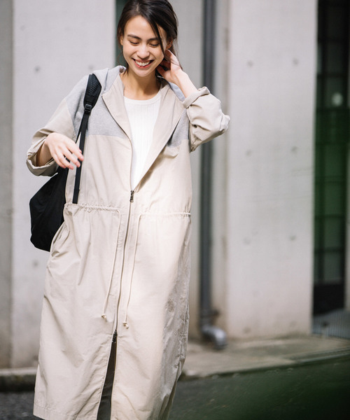 Munich（ミューニック）の「ヴィンテージスウェット×タフタフードコート<スプリングコート>（その他アウター・レディース・グレー/オートミール/カーキ・XS/S）」の14枚目の写真