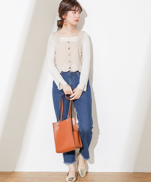 natural couture（ナチュラルクチュール）の「センタープレスデニム（デニムパンツ・レディース・アイボリー/ブルー・SMALL/MEDIUM）」の7枚目の写真