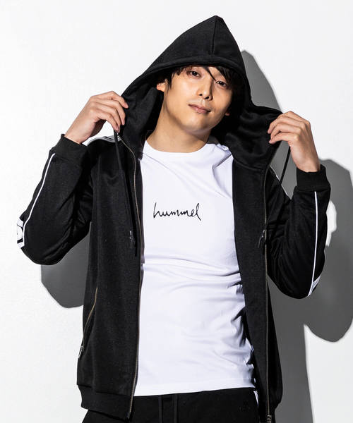 hummel（ヒュンメル）の「hummel(ヒュンメル)サイドライントラックフーディー（ブルゾン・メンズ・ブラック/レッド・SMALL/MEDIUM/LARGE）」の5枚目の写真
