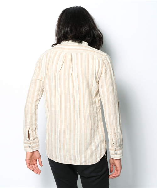 goa（ゴア）の「ﾘﾈﾝ混ｽﾄﾗｲﾌﾟﾍﾝﾘｰP,O（Tシャツ/カットソー・メンズ・ベージュ/カーキ・FREE）」の3枚目の写真