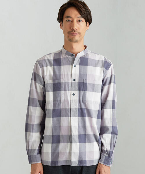 green label relaxing(グリーンレーベルリラクシング)の「SC ビエラ ブロックチェック バンド シャツ(シャツ/ブラウス・メンズ・ベージュ/ライトブルー・SMALL/MEDIUM/LARGE)」の14枚目の写真