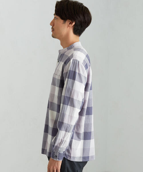 green label relaxing(グリーンレーベルリラクシング)の「SC ビエラ ブロックチェック バンド シャツ(シャツ/ブラウス・メンズ・ベージュ/ライトブルー・SMALL/MEDIUM/LARGE)」の15枚目の写真