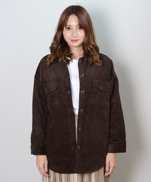 shopnikoniko(ショップニコニコ)の「コーデュロイCPOジャケット(その他アウター・レディース・ブラウン/オフホワイト/モカ・フリー)」の4枚目の写真