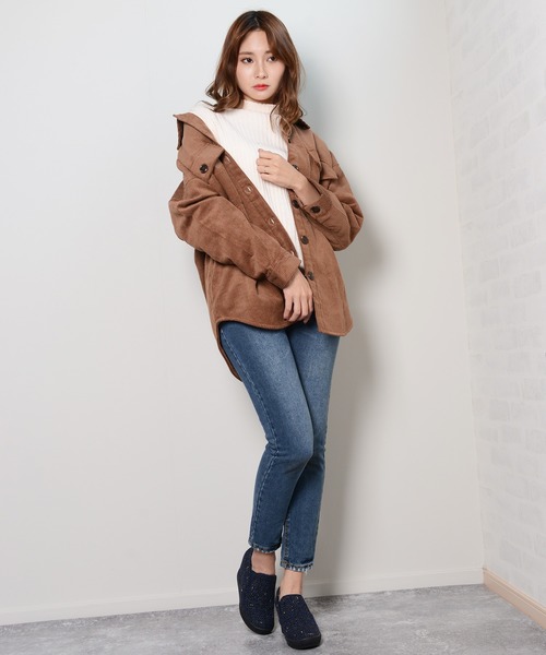 shopnikoniko(ショップニコニコ)の「コーデュロイCPOジャケット(その他アウター・レディース・ブラウン/オフホワイト/モカ・フリー)」の15枚目の写真