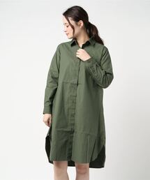 ツイルワンピース　ロングシャツワンピース