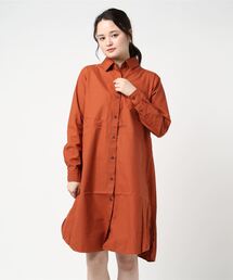 ツイルワンピース　ロングシャツワンピース