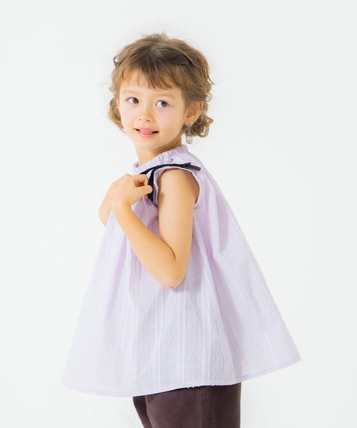 BRANSHES（ブランシェス）の「肩リボンチュニック（チュニック・キッズ・パープル/ピンクベージュ・120cm/130cm/110cm/90cm/140cm/100cm/150cm）」の6枚目の写真