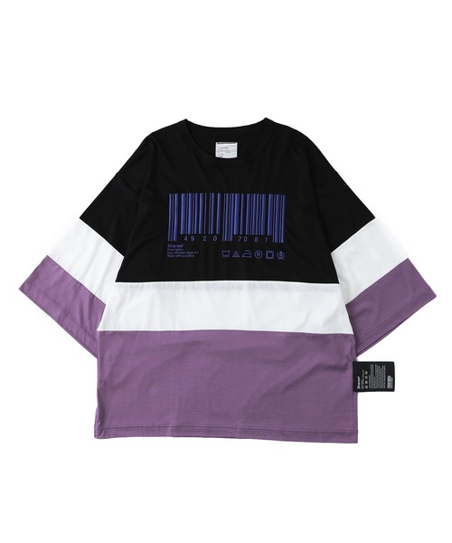 SHAREEF(シャリーフ)の「STUDIOUS別注 BARCODE T / 20535707(Tシャツ/カットソー・メンズ・レッド/ピンク/ライム・1/2)」の3枚目の写真