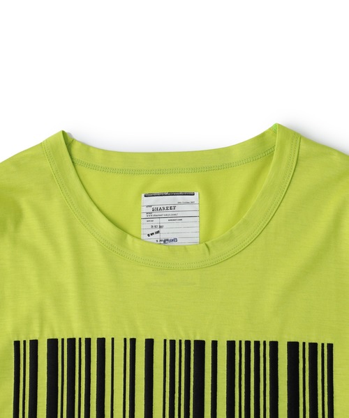 SHAREEF(シャリーフ)の「STUDIOUS別注 BARCODE T / 20535707(Tシャツ/カットソー・メンズ・レッド/ピンク/ライム・1/2)」の5枚目の写真