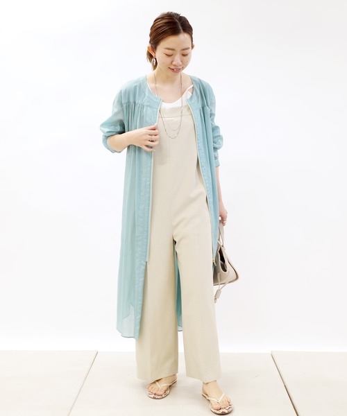 DouDou(ドゥドゥ)の「バックスピンドルシャツワンピース(ワンピース・レディース・オフホワイト/ブルーグリーン・FREE)」の13枚目の写真